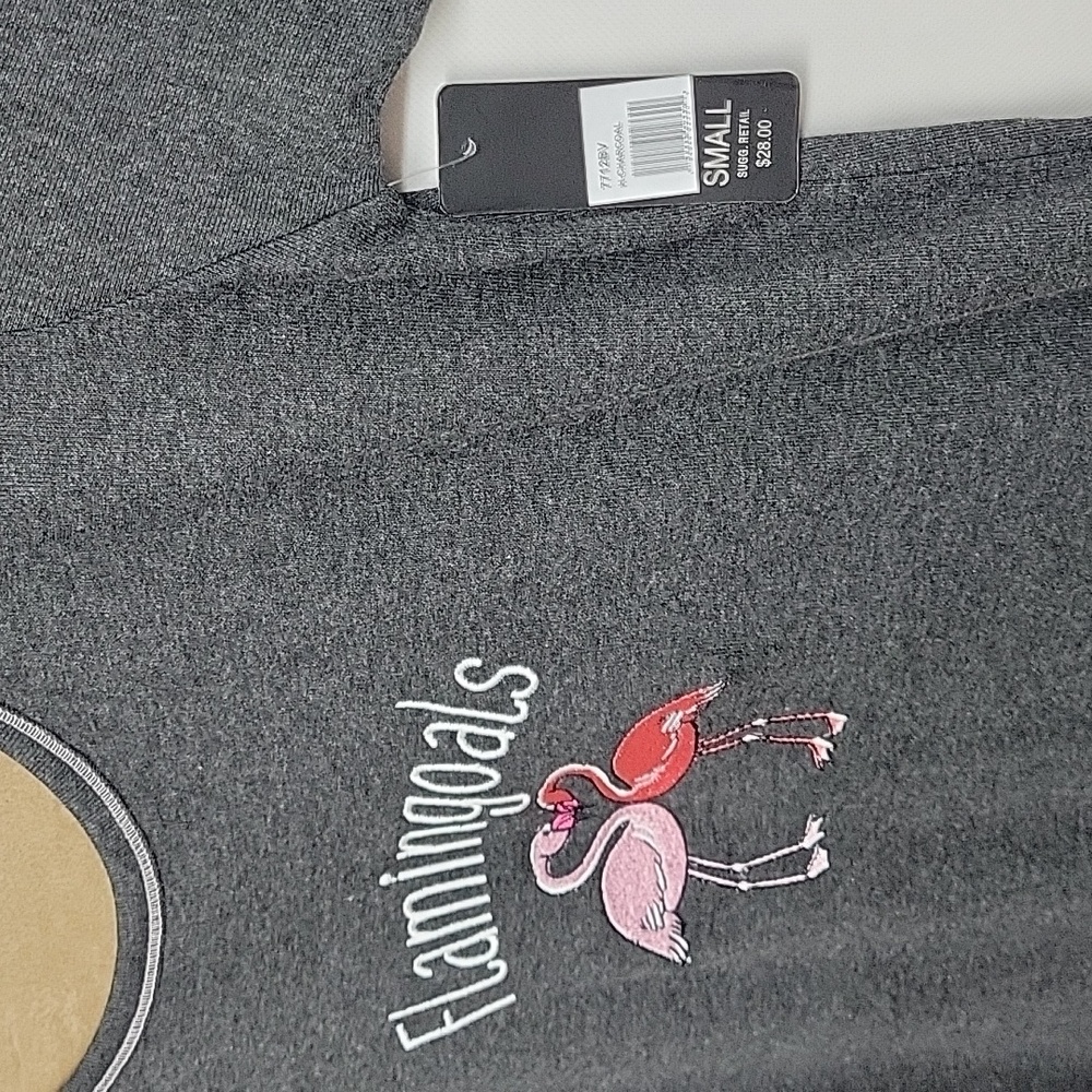 Rampage Gray Flamingo Graphic T-Shirt - Picture 4 of 4